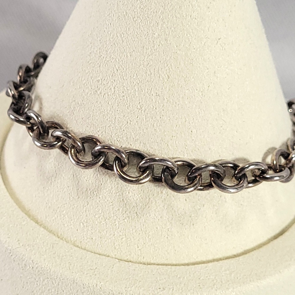 Sterling Silver Rolo Link Bracelet 7.75 Silver Polished Heavy Chain 17g Jewlery